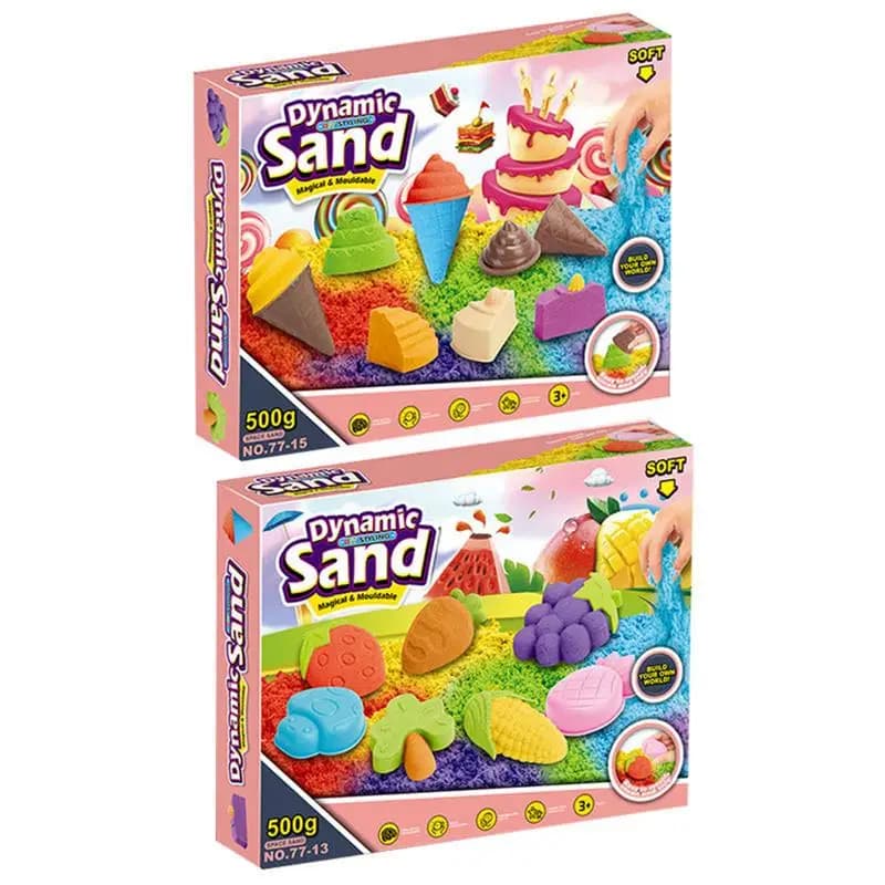 Kit di sabbia da gioco modellabile 500 g/scatola Kit di arte magica con sabbia da spiaggia colorata con strumento di archiviazione per sabbiera per giocattoli sensoriali a scelta per bambini