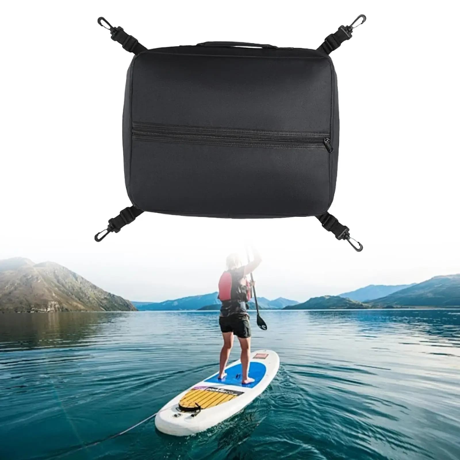 Paddle Board Deck Cooler Bag Adjustable Straps with Hooks Large Capacity Carry Bag for Dinghy Canoe Kayaking Outdoor Boating