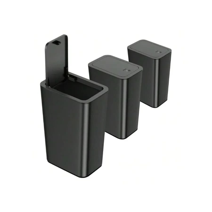 Confezione da 3 cestini per rifiuti piccoli da 10 litri/2,6 galloni con coperchio, cestino per rifiuti da bagno con coperchio a scomparsa, cestino per rifiuti per bagno, cucina, camera da letto