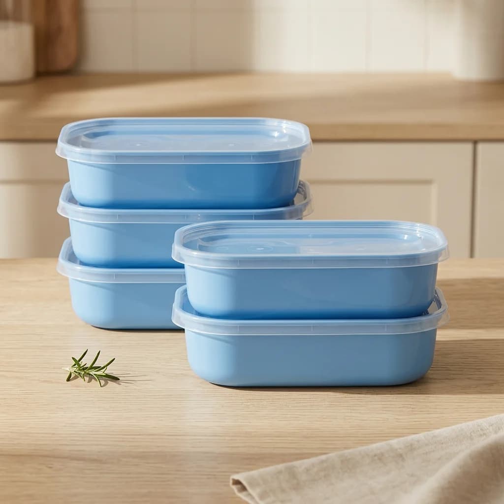 2026 New Blue Single Compartment Plastic Meal Prep Containers 10 Piece Set With Transparent Lids Stackable Polypropylene Food Storage Boxes For Daily Lunch Food Prep Refrigerator Storage