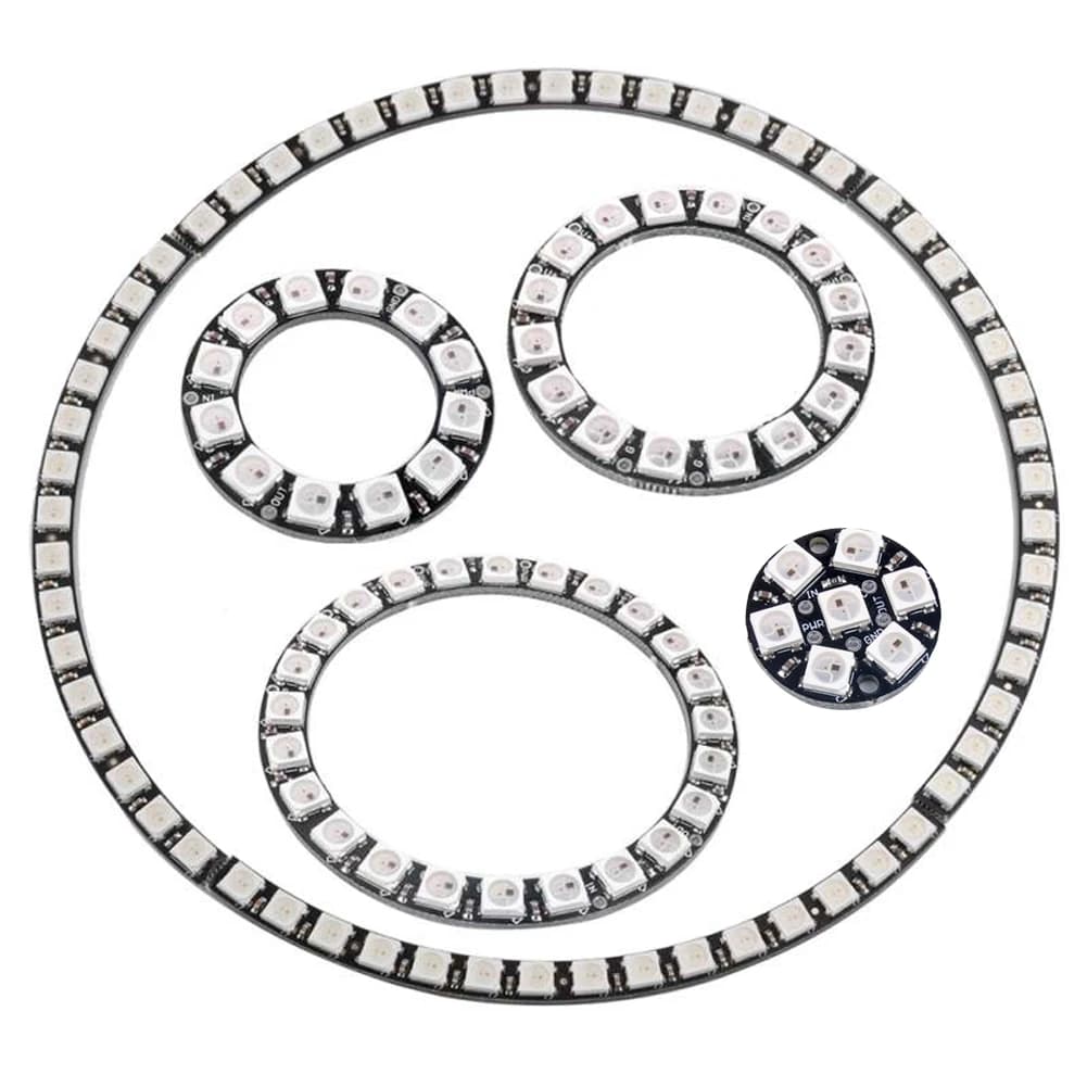 WS2812B RGB LED Ring 7 12 16 24 60 bit 5050 lamp with integrated drivers WS2812 for Arduino Raspberry Pi