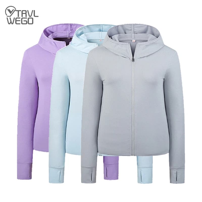 TRVLWEGO sweatshirt with long sleeve hood summer woman protection UV solar quick drying jacket men's sweatshirt with hood