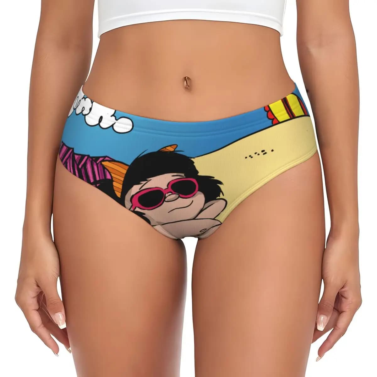 Mutandine Personalizzate da Donna Estive con Stampa Divertente di Mafalda, Slip Traspiranti, Regalo di San Valentino