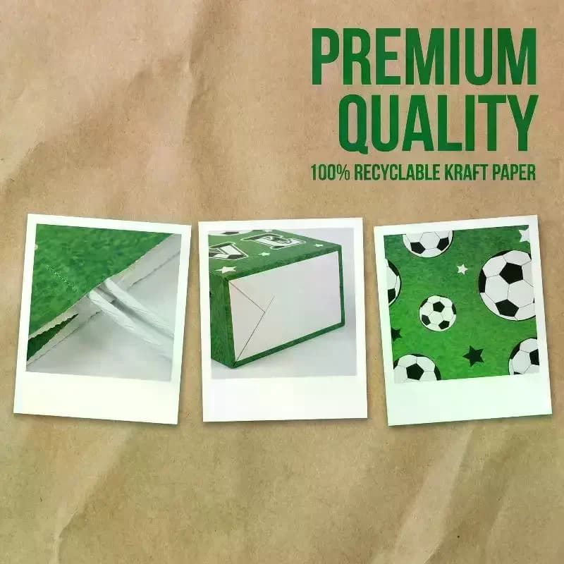 Borsa tote a tema calcio, borsa regalo con motivo calcistico, borsa sportiva per lo shopping e bevande, borsa di carta.