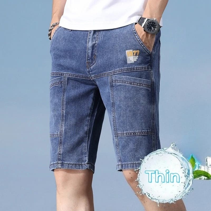 Pantaloncini di jeans da uomo nuovi dritti estivi elasticizzati morbidi multitasche jeans corti casual moda pantaloncini maschili sottili lavati coreani
