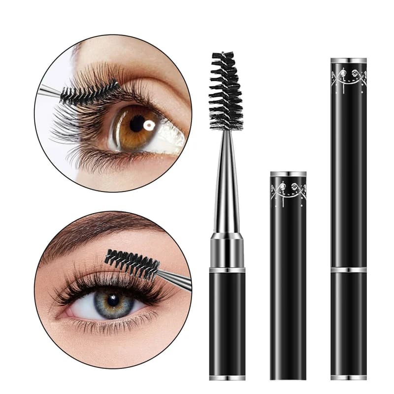 Adjustable Bendable Mascara Wands With Storage Tube Soft Fiber Brush Head Eyebrow Grooming Comb for Spiral Type Facial Makeup