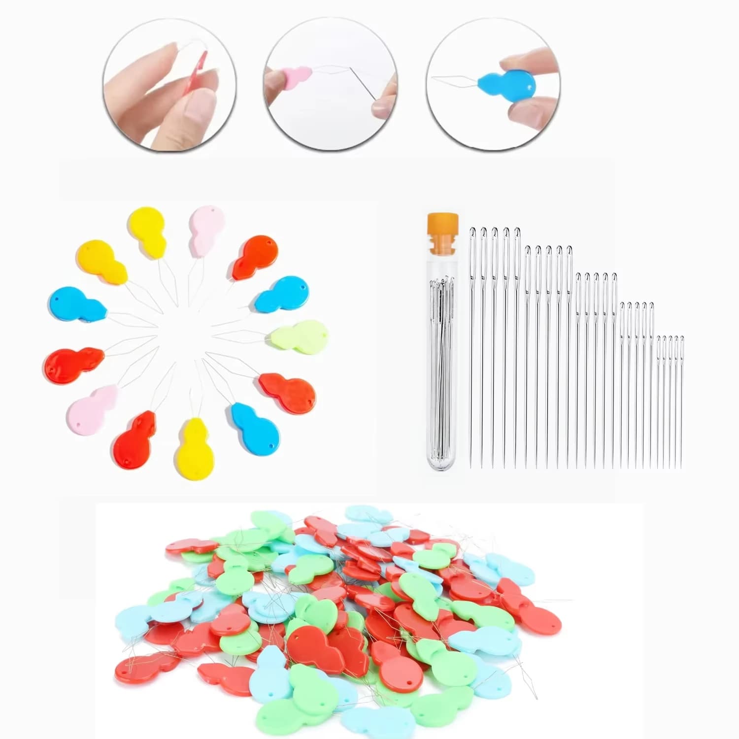 2/6/10pcs Easy Threading Plastic Needle Thread, for Hand Sewing Handmade Knitted Quilted and DIY Art, Random Colors