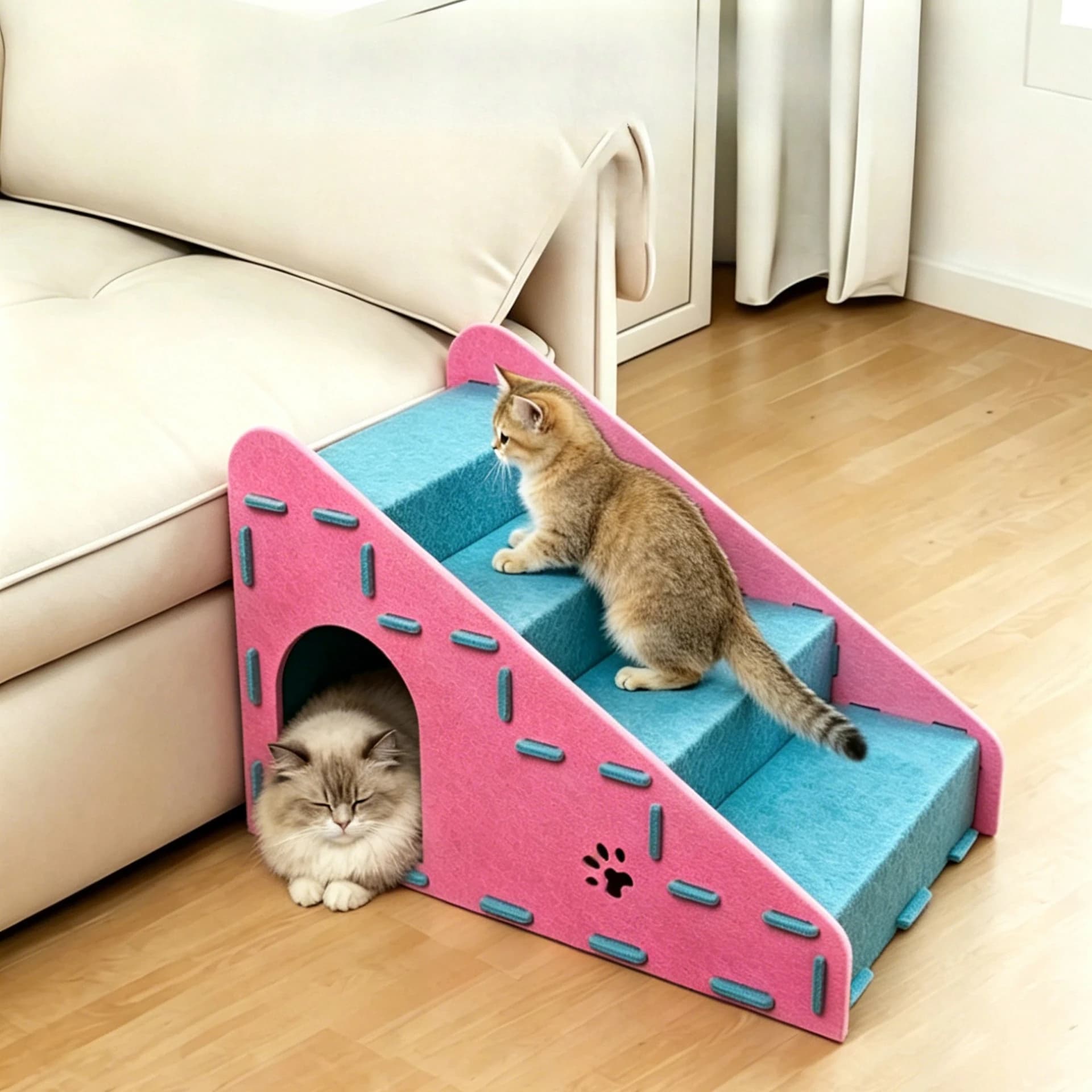 Pet Staircase, Climbing Ladder, Cat, Dog, Up and Down Stairs, Bed, Sofa, Climbing Ladder, Cat Bed, Cat Scratch Board Integrated