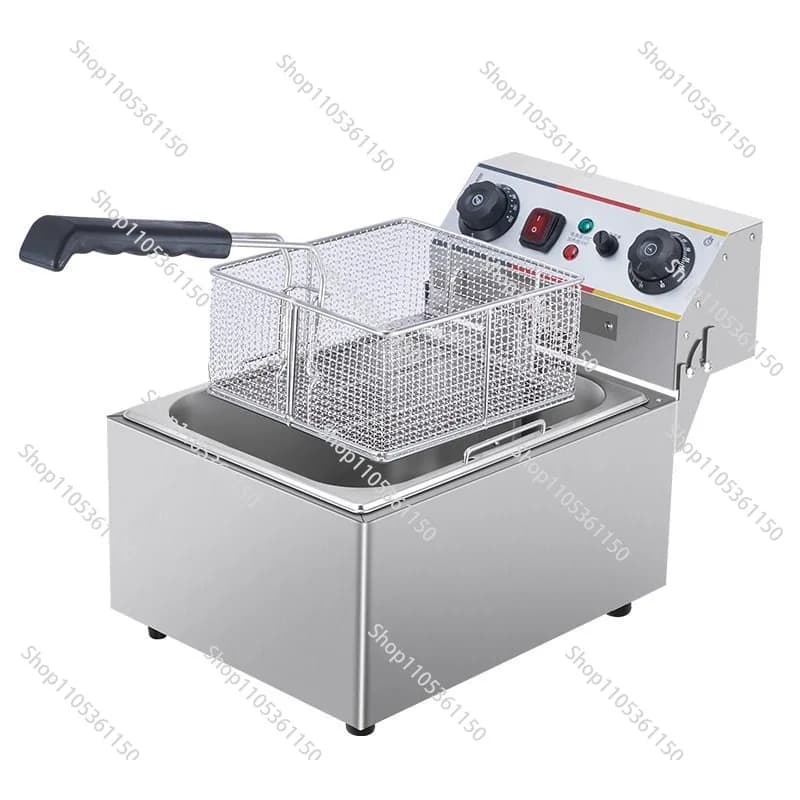 220V Fried Pan Commercial Electric Fryer Large Capacity Thickened French Fries Deep-fried Dough Sticks Single Double Cylinder