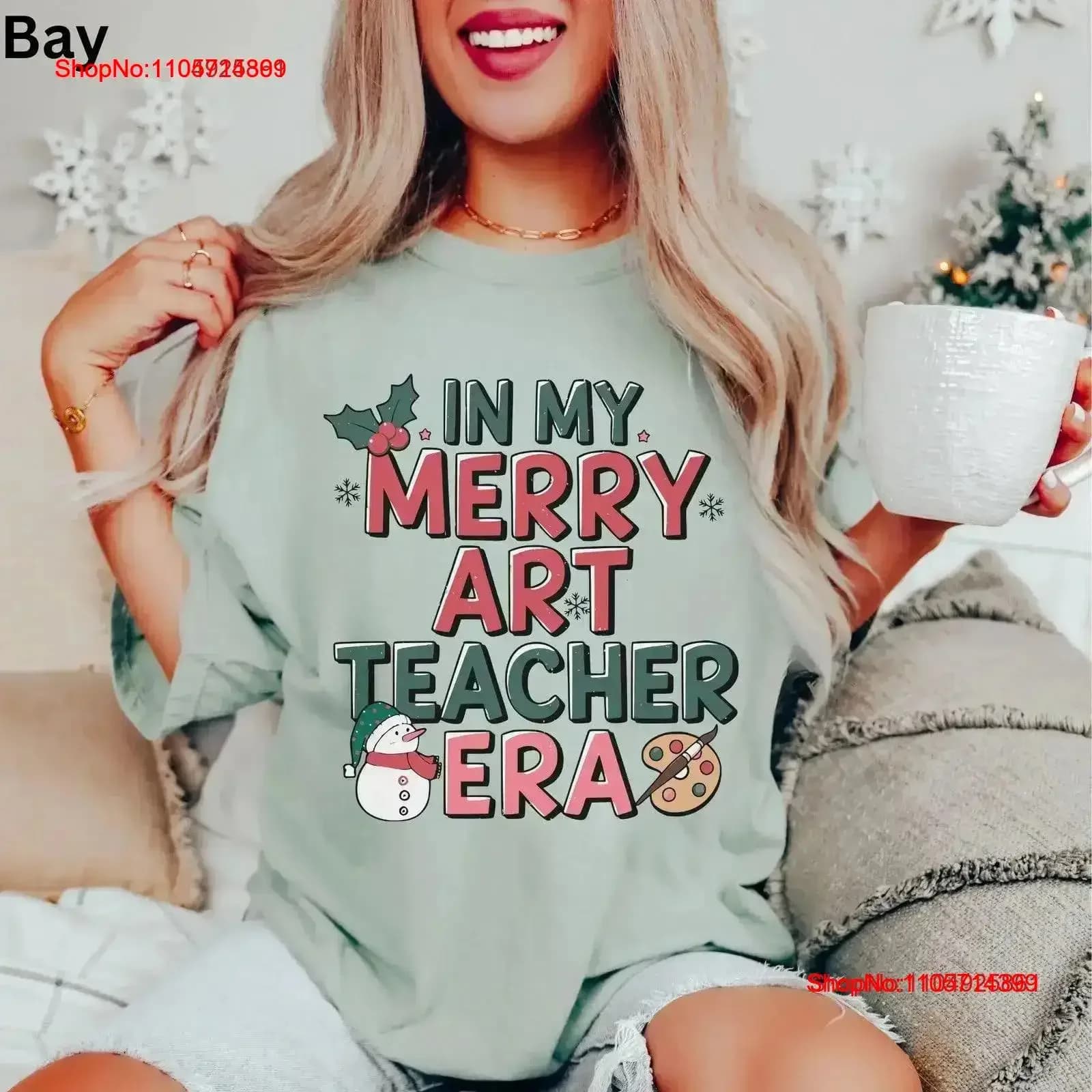 In My Merry Art Teacher Era T Shirt Christmas for Class ArtisT Instructor Xmas vintage Washed Top Everyday Wear vintage Washed