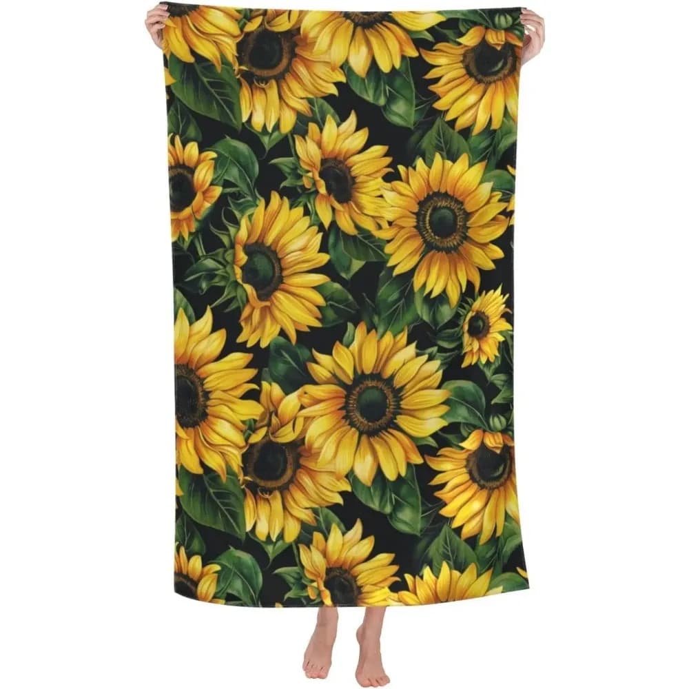 Telo Mare Artistico con Motivo Floreale Girasole, Asciugatura Rapida e Assorbente, Grande, Anti-Sabbia, Essenziale per Viaggi e Piscina