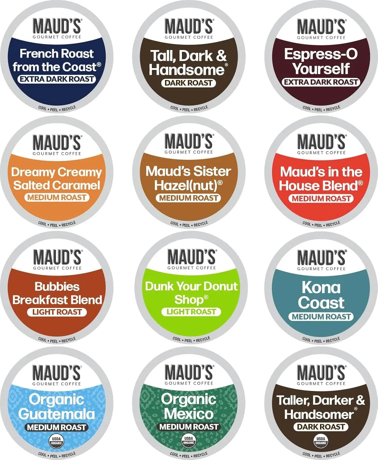 Cialde caffè Family Pack, 136 ct, 12 gusti, tostatura media, tazze K riciclabili, 100% Arabica, compatibili con Keurig