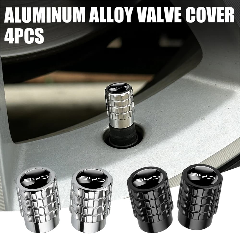 4PCS Car Wheel Tire Valve Caps Dust Cover For BYD Sealion Seal U Dmi Atto Dolphin Surf Han EV Tang Qin I3 M6 Song F0 Accessories