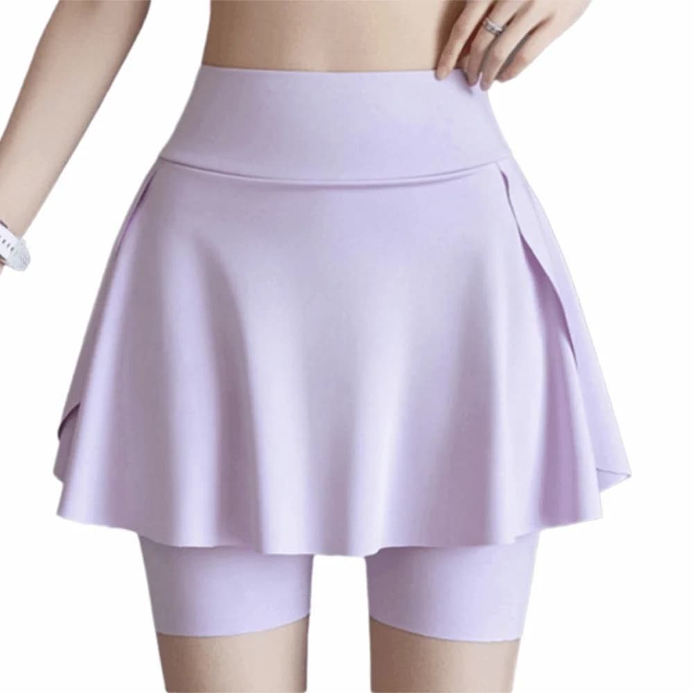Gonne da tennis elastiche da donna ad asciugatura rapida, a vita alta, finte a due pezzi, con tasche integrate, anti-esposizione, abbigliamento sportivo da donna
