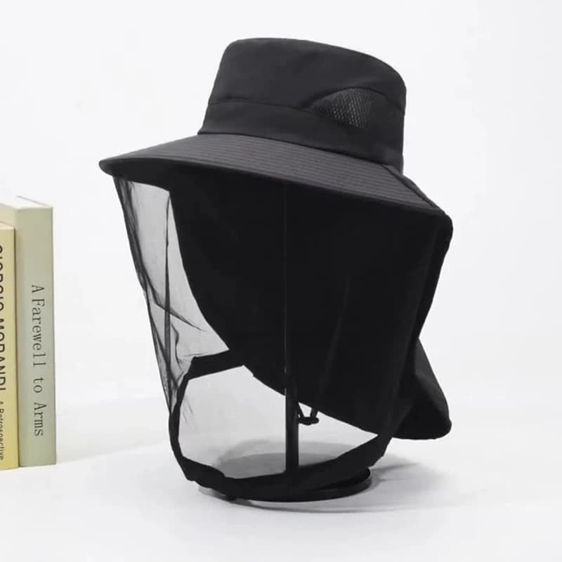 New Unisex Foldable Mosquito Hat With Hidden Net Mesh UV Repellent Bee Protection Outdoor Visor Bucket Hat Fishing Cap
