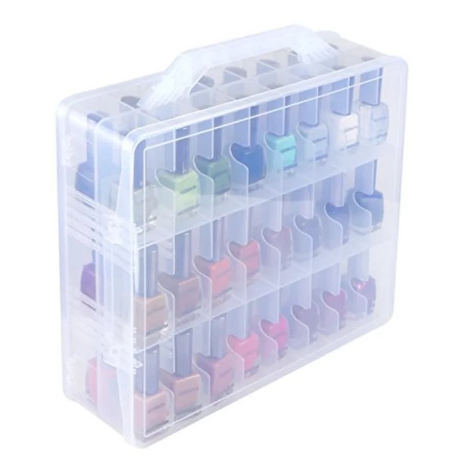 Universal Nail Organizer for 48 bottles with adjustable dividers Compact space saving design Ideal for the living room
