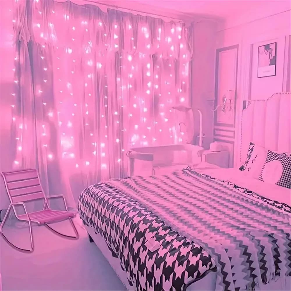 Lampada a corda per tende USB Decorazione da parete per feste di compleanno Ghirlanda Matrimonio Fata Luce 3/6M LED 8 modalità Luce natalizia Decorazioni natalizie