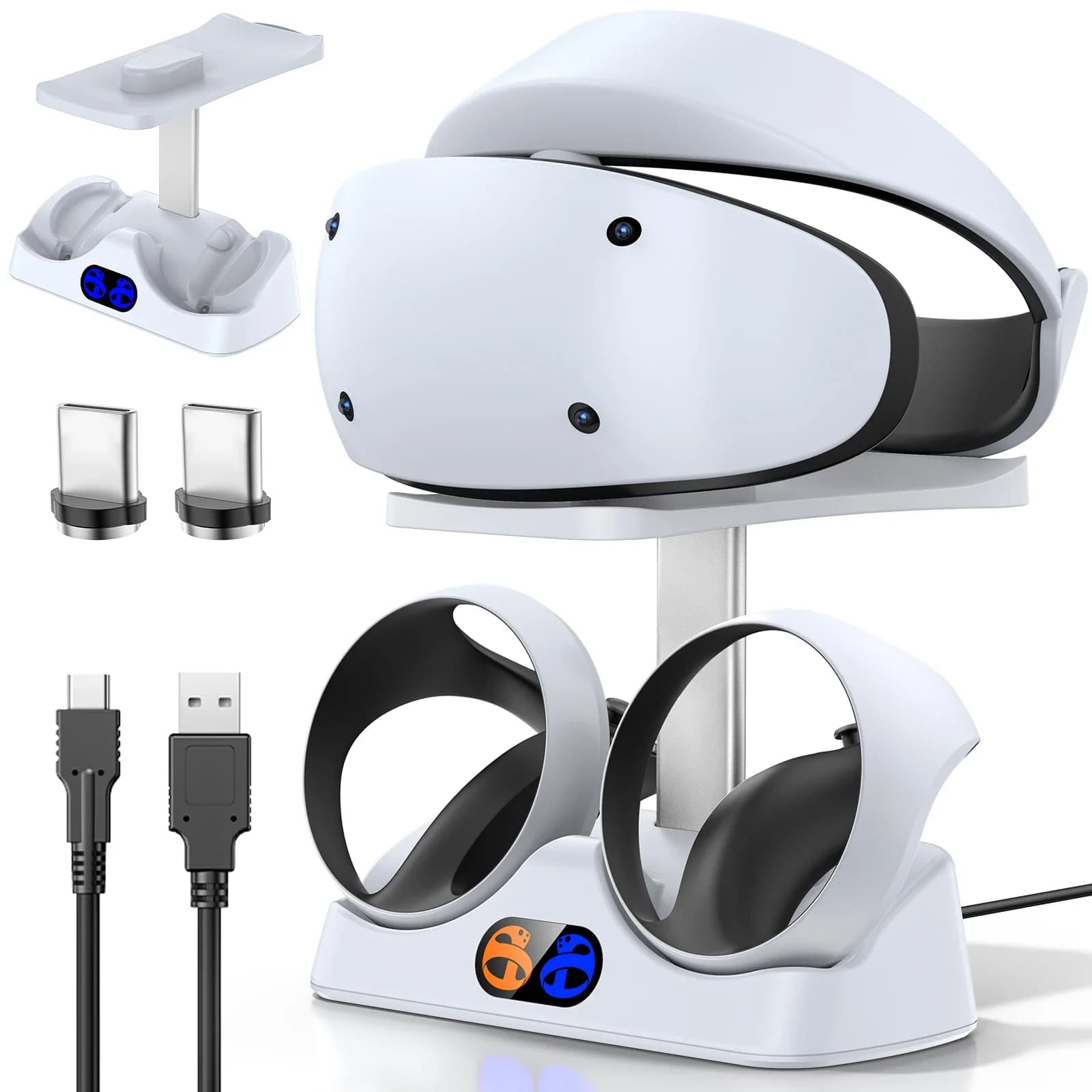 Dock di ricarica per controller per stazione di ricarica PS5 VR2 con supporto per cuffie VR Display per caricabatterie per controller PS VR2 per PSVR2