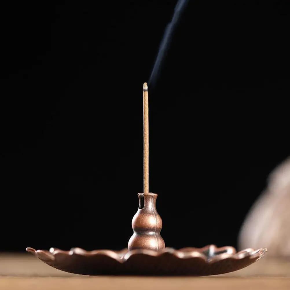 Copper Lotus Shape Incense Holder for Stick Cone Aromatherapy Burner Desktop Decoration Home Office Decor Retro Stylish Elegant