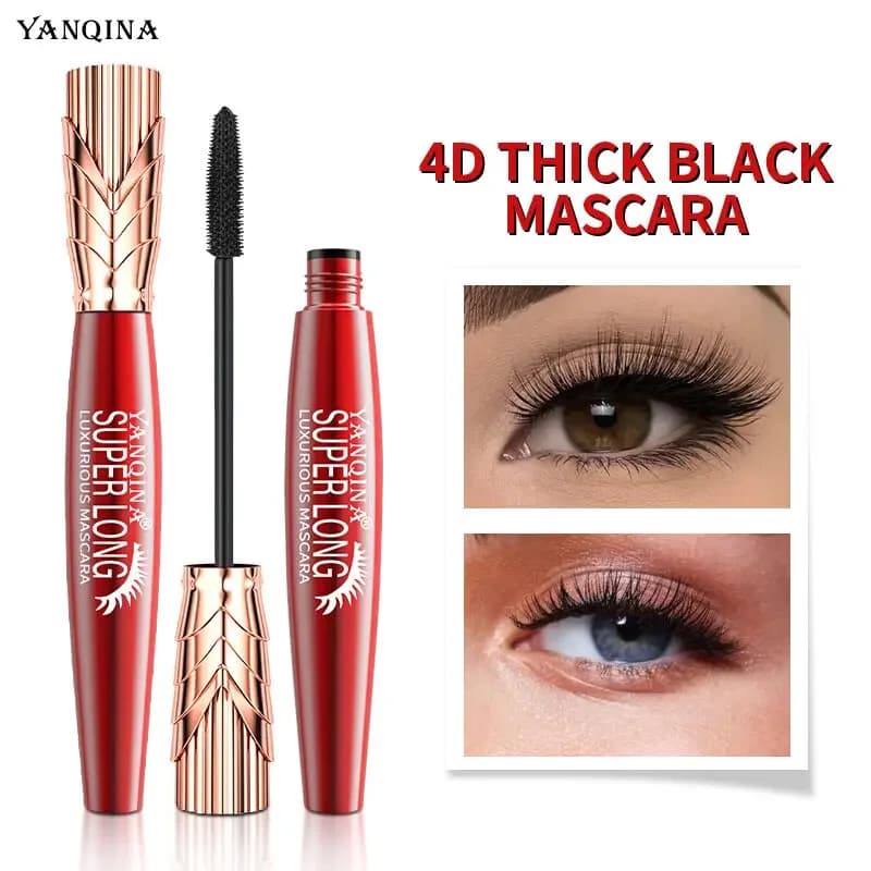 YANQINA Stretching Mascara for Eyelashes, Long Life, Waterproof, Silk Effect, Black, Extension Eyelashes, Beauty Makeup, Rimel