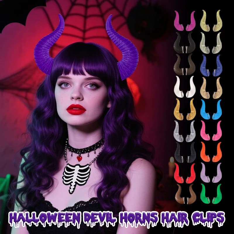 Devil Horns Cosplay Horns Hair Clip Witch Hairpin Halloween Devil Demon Horns Headwear Women Gothic Cosplay Props