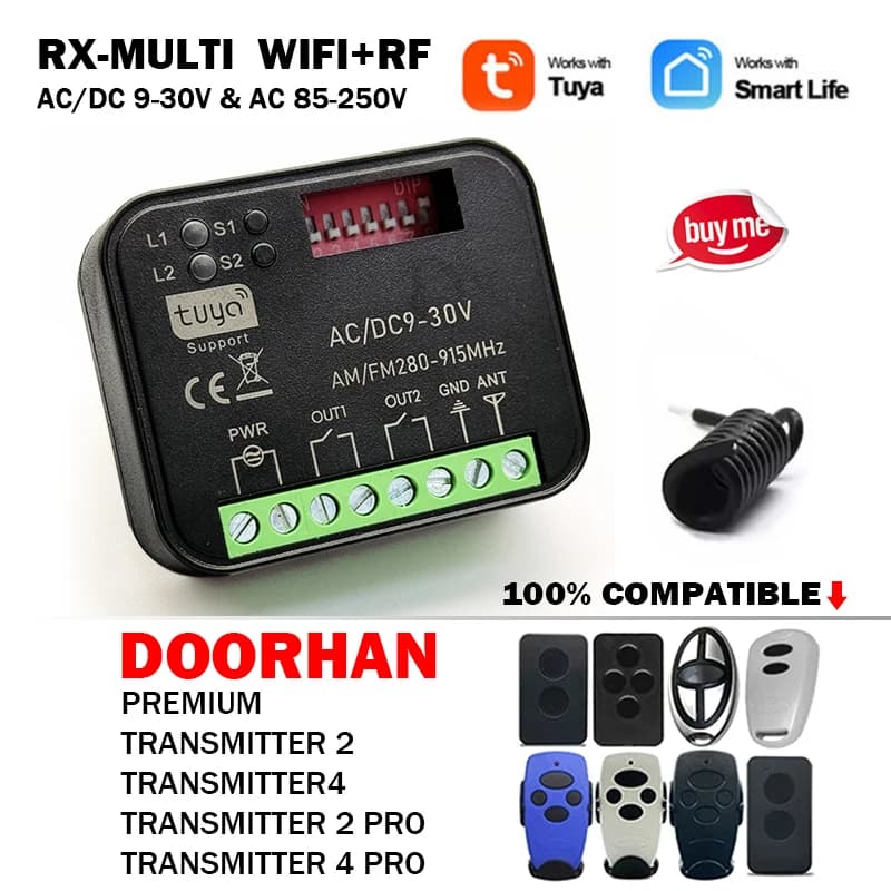 Nuovo ricevitore RX MULTI Tuya WIFI da 300 a 868 MHz per TRASMETTITORE DOORHAN 2 4 PRO 2PRO PREMIUM 433 MHz telecomando per barriera