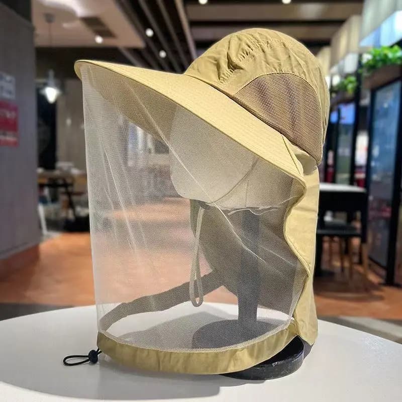 Cappello da pesca con copertura per il viso in rete anti-insetti Protezione UV per la pesca notturna Apicoltura all'aperto