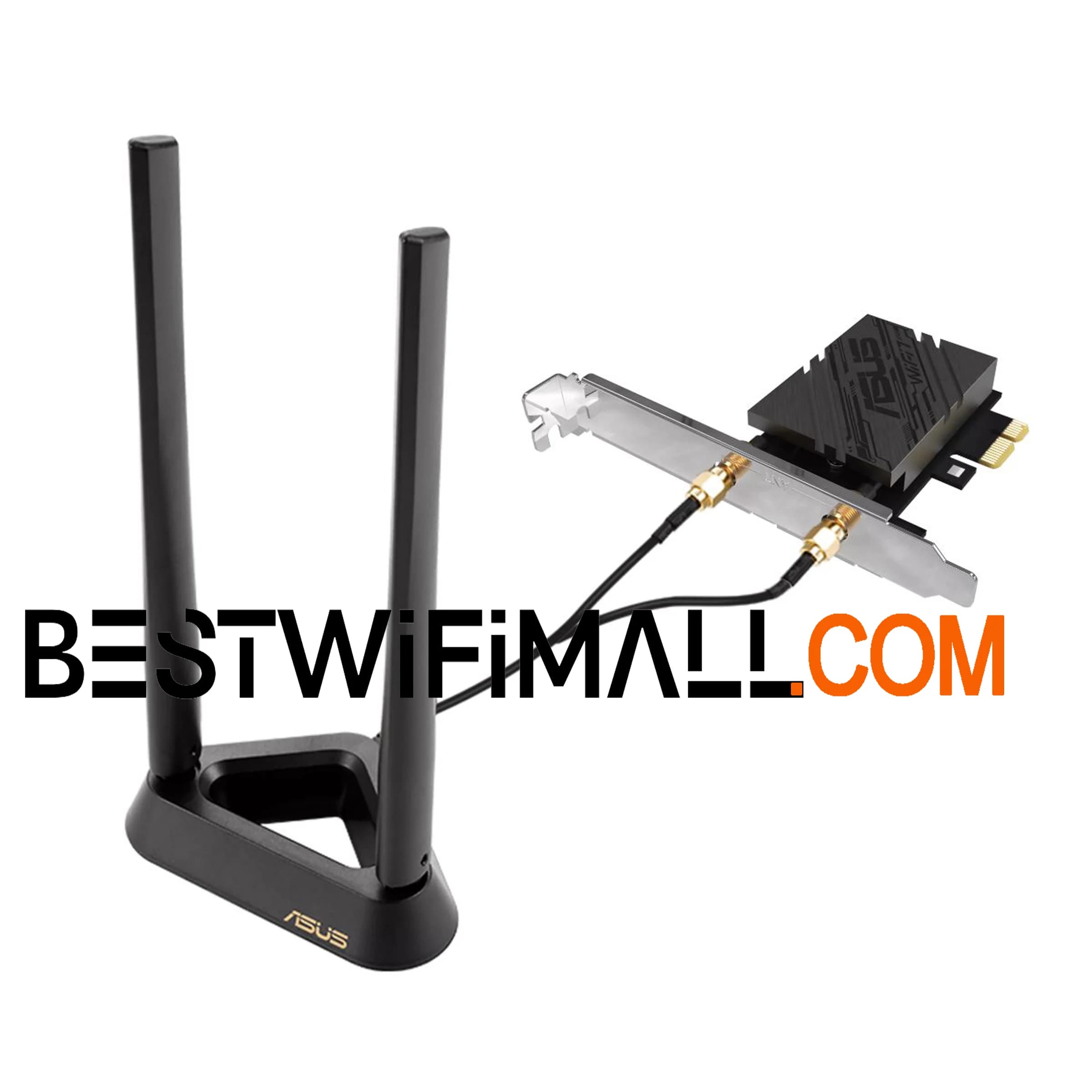 Adattatore PCI-E WiFi 7 ASUS PCE-BE90BT con 2 Antenne Esterne, Supporto Banda 6GHz, Bluetooth 5.4, Sicurezza di Rete WPA3