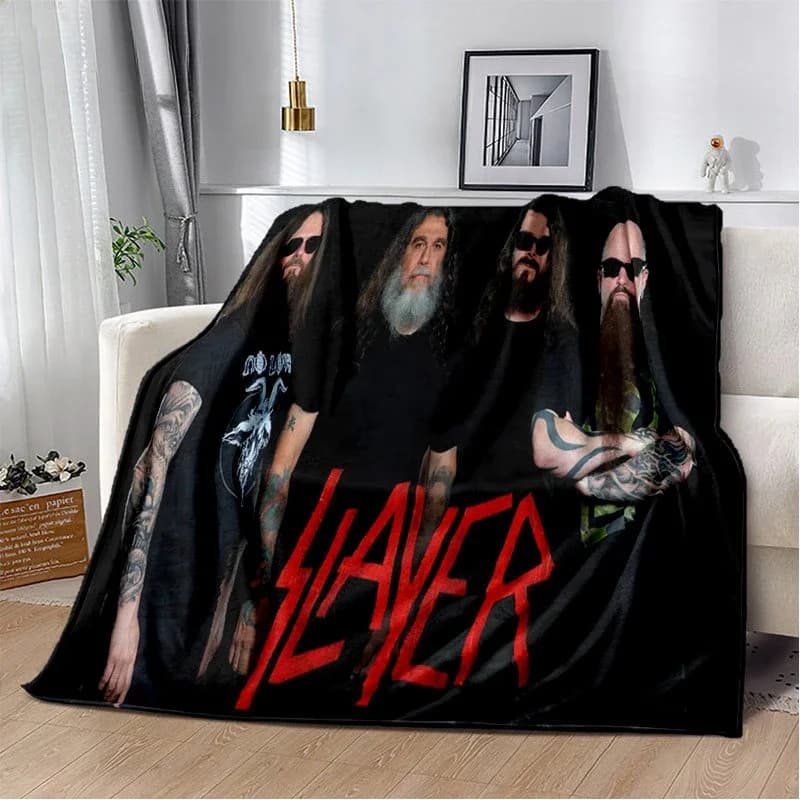 Soft Flannel Cover with Slayer Heavy Metal Pattern for Living Room, Bedroom, Sofa, Picnic, Warm Cover and Children's Comfort