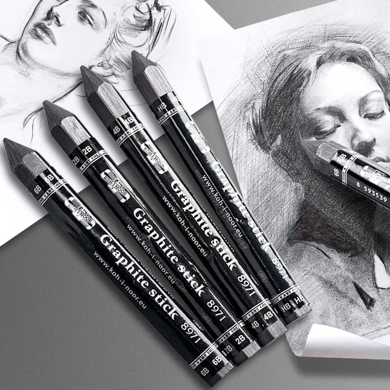 Woodless Hexagonal Graphite Stick HB/2B/4B/6B Black Charcoal Sticks Sketch Pen Art Supplies for Drawing Sketching Shading Tool