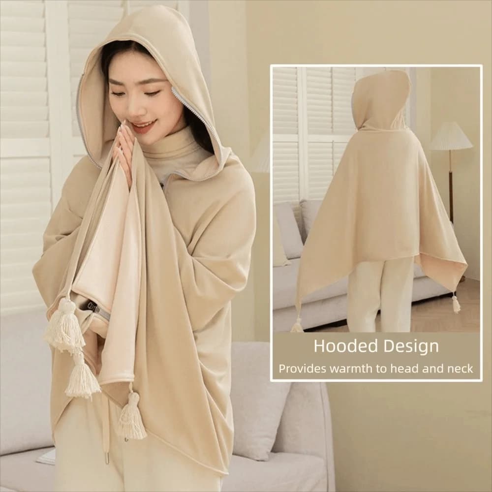 Coperta riscaldata elettrica USB indossabile alla moda Scialle con cappuccio portatile lavabile 3 livelli di riscaldamento Coperta riscaldante invernale