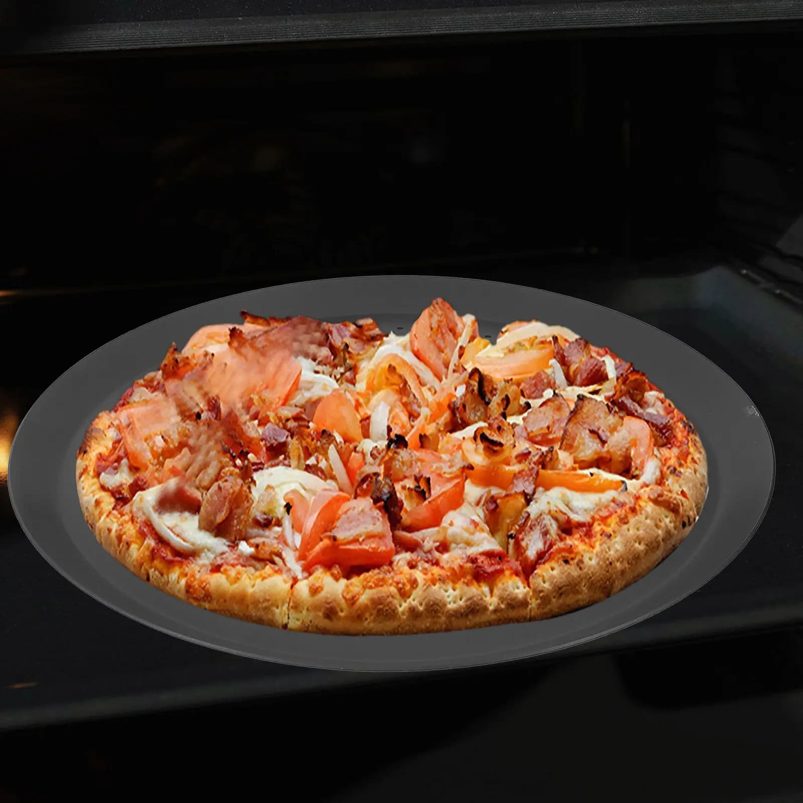 Round Pizza Baking Pan Aluminium Alloy Perforated Fine Mesh Nonstick Pizza Tray Baking Plate 13In Wear-Resistant Multi-Purpose