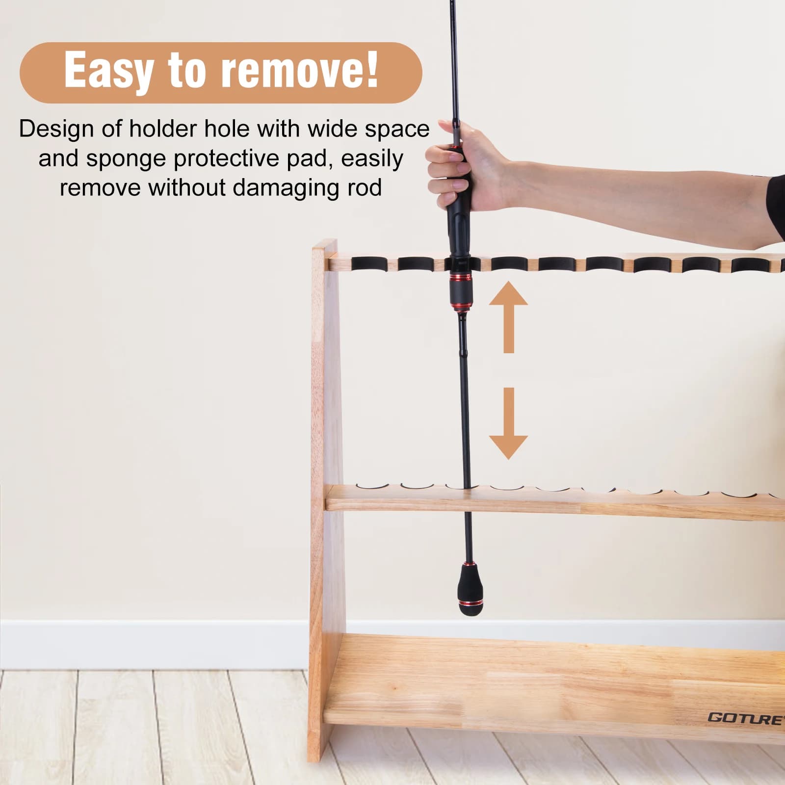 Goture Fishing rod Compact display for wooden fishing rod Easy to mount 2025 New