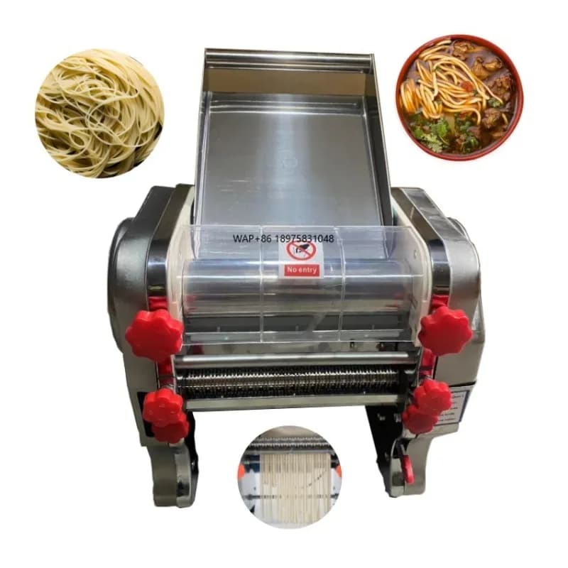 Pressa per noodle elettrica in acciaio inossidabile per uso commerciale Macchina per pasta con funzione di rotolamento di noodle