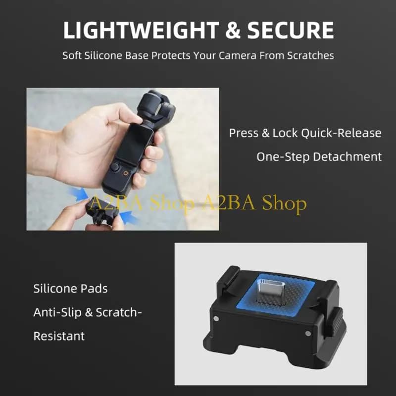 A2BA Charging Base for Pocket 3 Action Camera Secure Attachment Repalcement