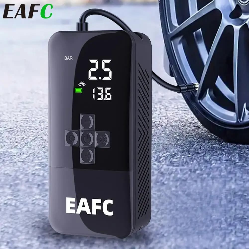 EAFC 150PSI Pompa di Aria per Auto Ricaricabile Gonfiatore Elettrico Tubo Incorporato per Auto Bicicletta Compressore D'aria Digitale Pompa per Pallone da Calcio