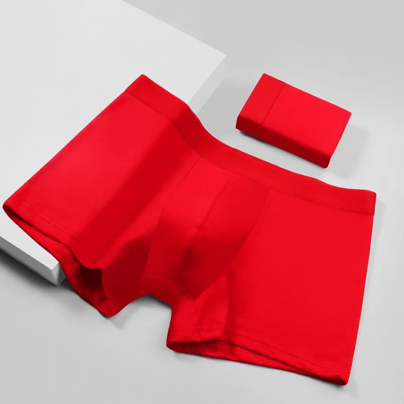 5PCS Men's underwear, men's briefs, all-cotton gifts for the Year of the Rabbit, bright red wedding, thin four-cornered trousers