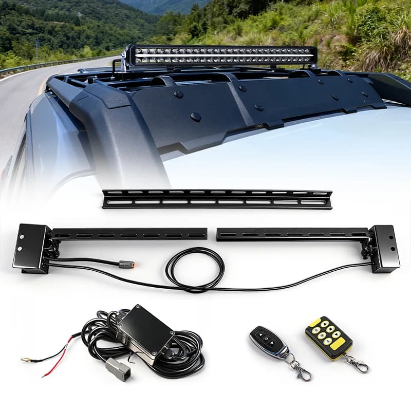 Supporto Elettrico Inclinabile HL con Telecomando, Angolo Regolabile, Base di Montaggio Pieghevole per Barra Luminosa a LED da Tetto Auto, Uso Fuoristrada