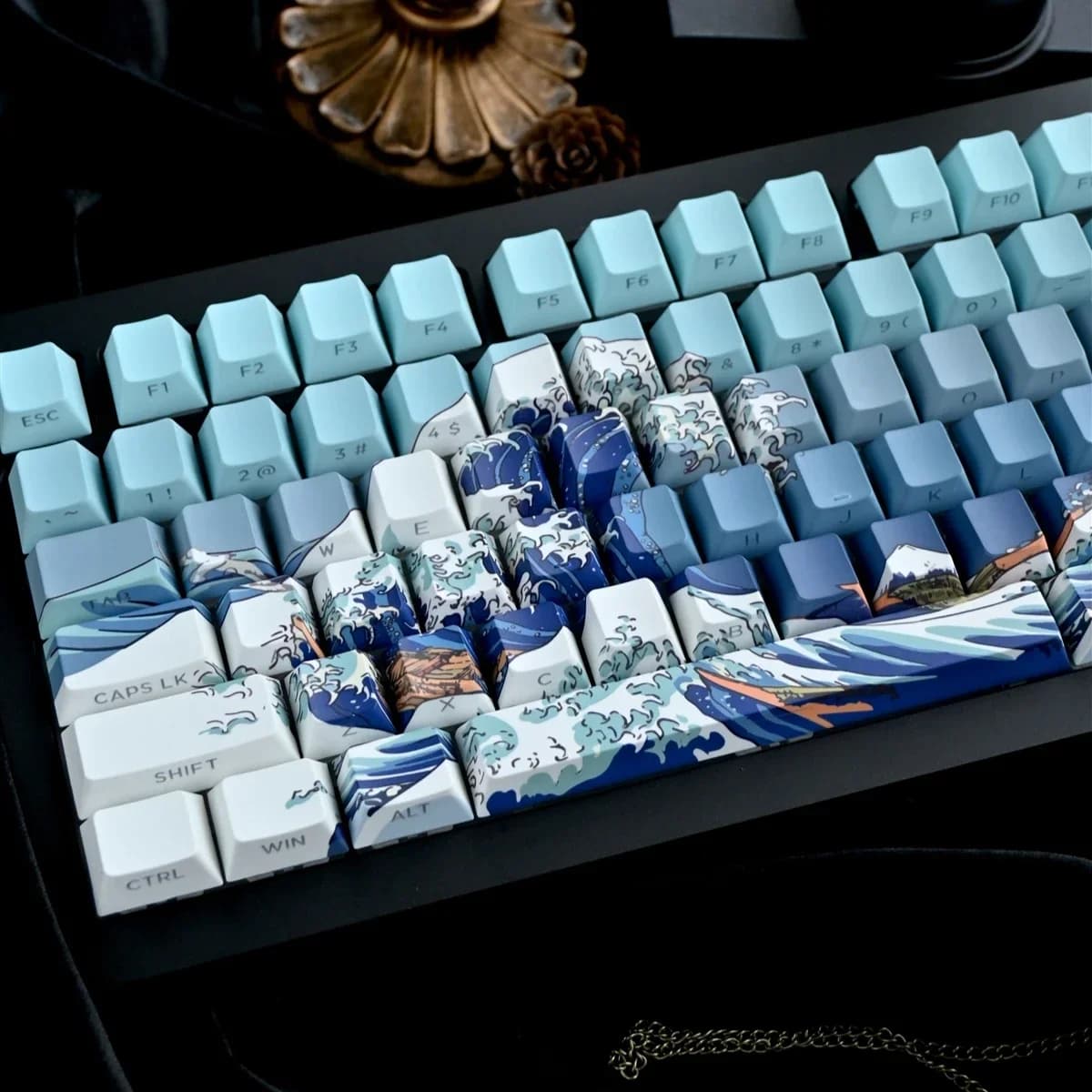 130 keys Ukiyo-e Theme Copritasto transparent with side engraving Original PBT Chreey Carpet for mechanical keyboard sublimation