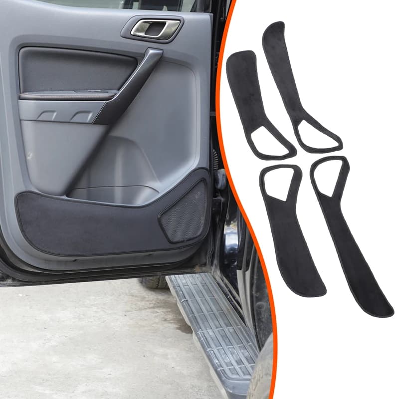 4piece set Velvet Black For Ford Ranger 2015-2021 Car Door Anti-Dirty Mat Decoration Sticker Car Interior Protection Accessories