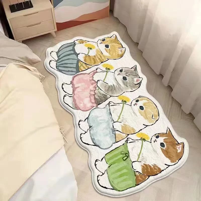 VIKAMA Nice cartoon Imitation Carpet in cashmere Floor slippers for entrance in curved shape for bedroom door Non-slip carpet Home decoration