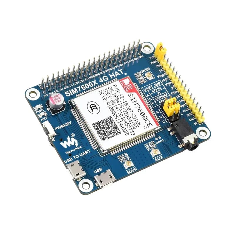 Waveshare SIM7600CE 4G HAT for Raspberry Pi, LTE Cat-4 support 4G / 3G / 2G, GNSS positioning, for some Southeast Asian countries