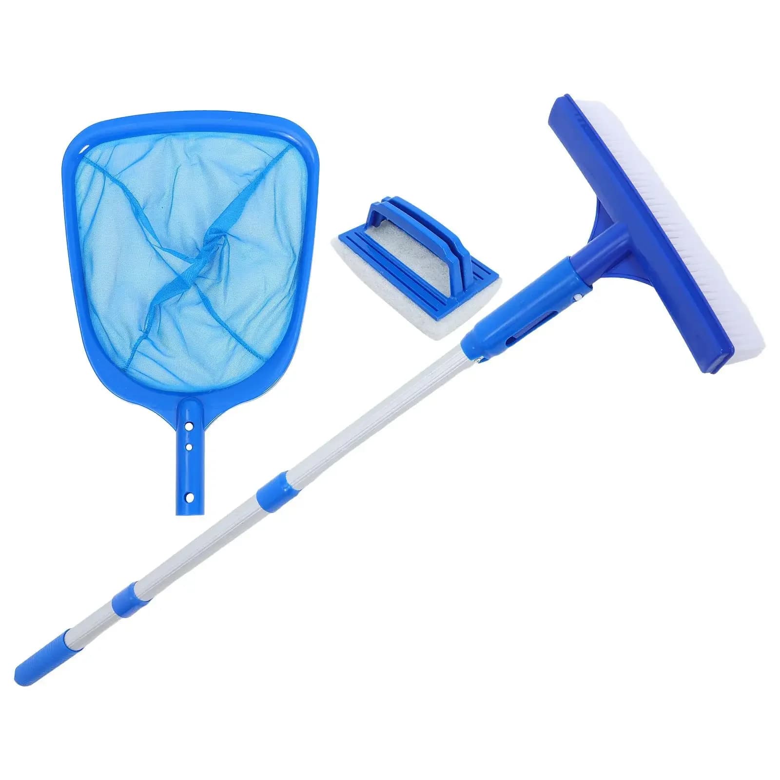 Kit per la pulizia della piscina, skimmer per rete per piscina e spazzola per piscina con palo