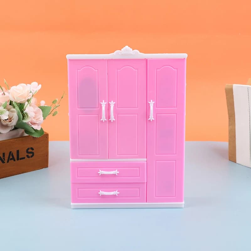 1/12 1/6 miniature pink plastic cupboard for doll house accessories for doll house