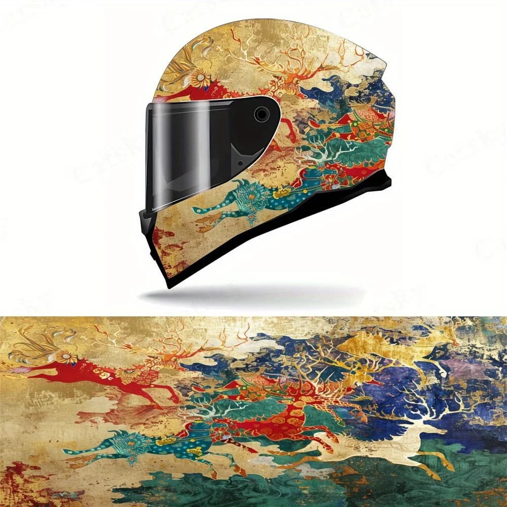 Adesivo per casco da motociclista impermeabile autoadesivo in materiale PVC con cervo fata volante, incolla saldamente e non cade, impermeabile e