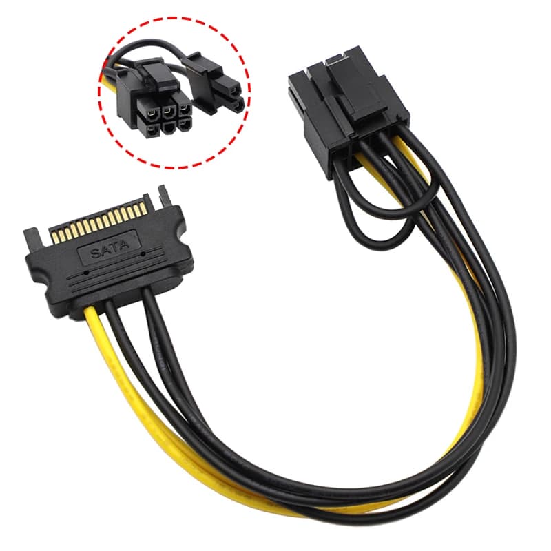 NUOVO Cavo Adattatore Convertitore da SATA Maschio 15 Pin a PCI-E 8 Pin (6+2) per Scheda Video GPU, Cavo di Prolunga 6PIN+2PIN