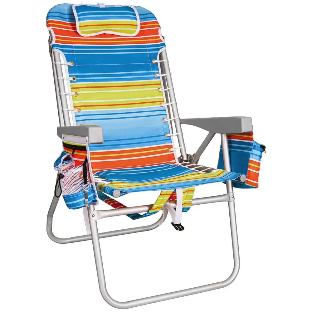 Tall Beach Chair Extra Wide for Adults, 17 High Seat Backpack Beach Chair with Cooler Bag, Cup amp Phone Holder, 5Position High