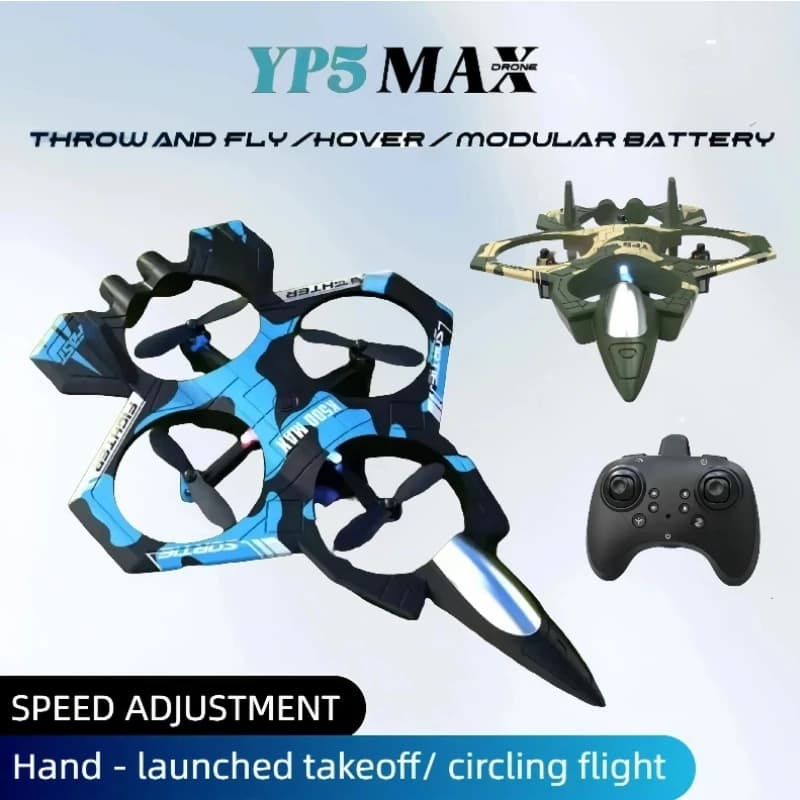 Nuovo YP5MAX Caccia telecomandata Veicolo aereo senza pilota ad altezza fissa a quattro assi Rolling and Throwing Aereo giocattolo con effetti speciali