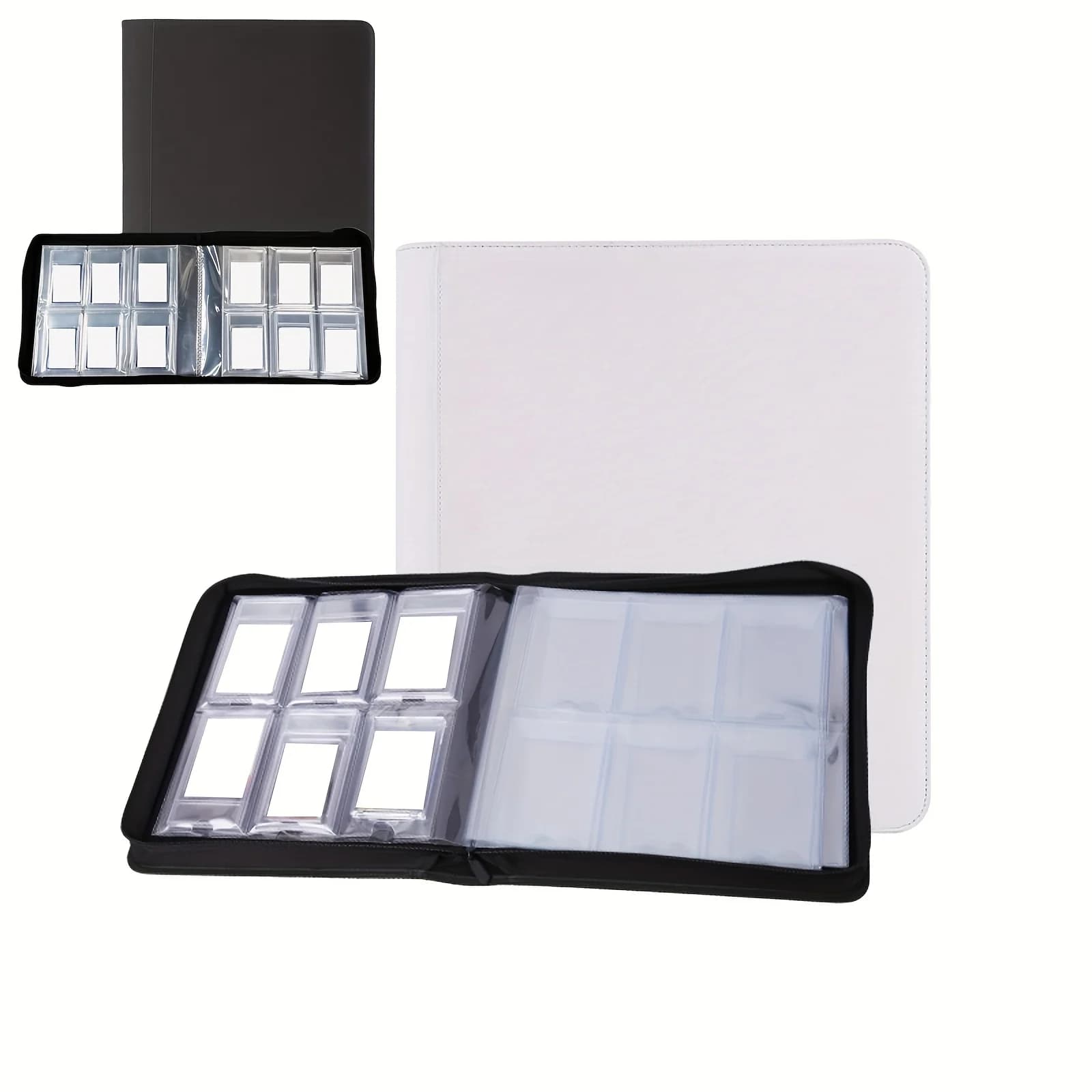 Graded Card Binder for PSA CGC 35PT Slabs, 60 Cards Holder Album, PU Leather Zipper Sports TCG PTCG Magic Card Storage Book