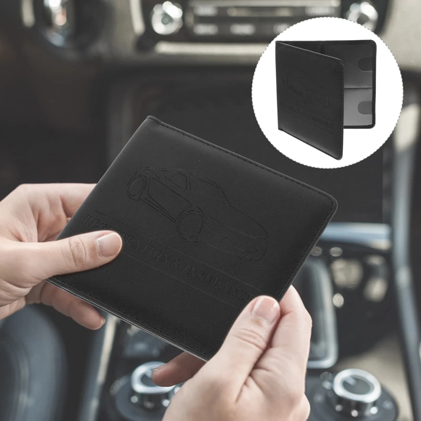 Portadocumenti per Auto in PU, Portafoglio Sottile per Libretto di Circolazione e Assicurazione, Organizzatore Leggero per Documenti Auto, Essenziale per Viaggi